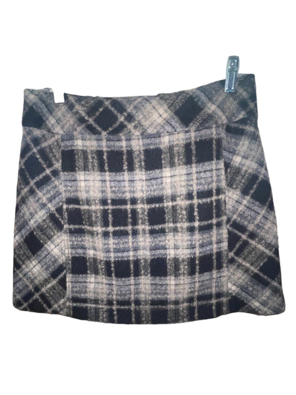 Free People Zip It To Plaid Wool Blend Mini Skirt In Color Black Combo Size 10